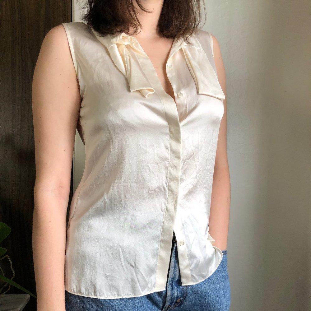 Vintage Cream Silk Brooks Brother's Blouse